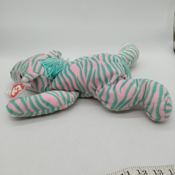 TY Pillow Pals Zulu the Zebra 14" Pink Blue Plush Stuffed Animal 1996 - Picture 5 of 10